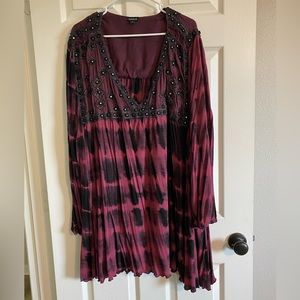 Torrid Size 3 ~ Bejeweled Maroon baby doll tunic!